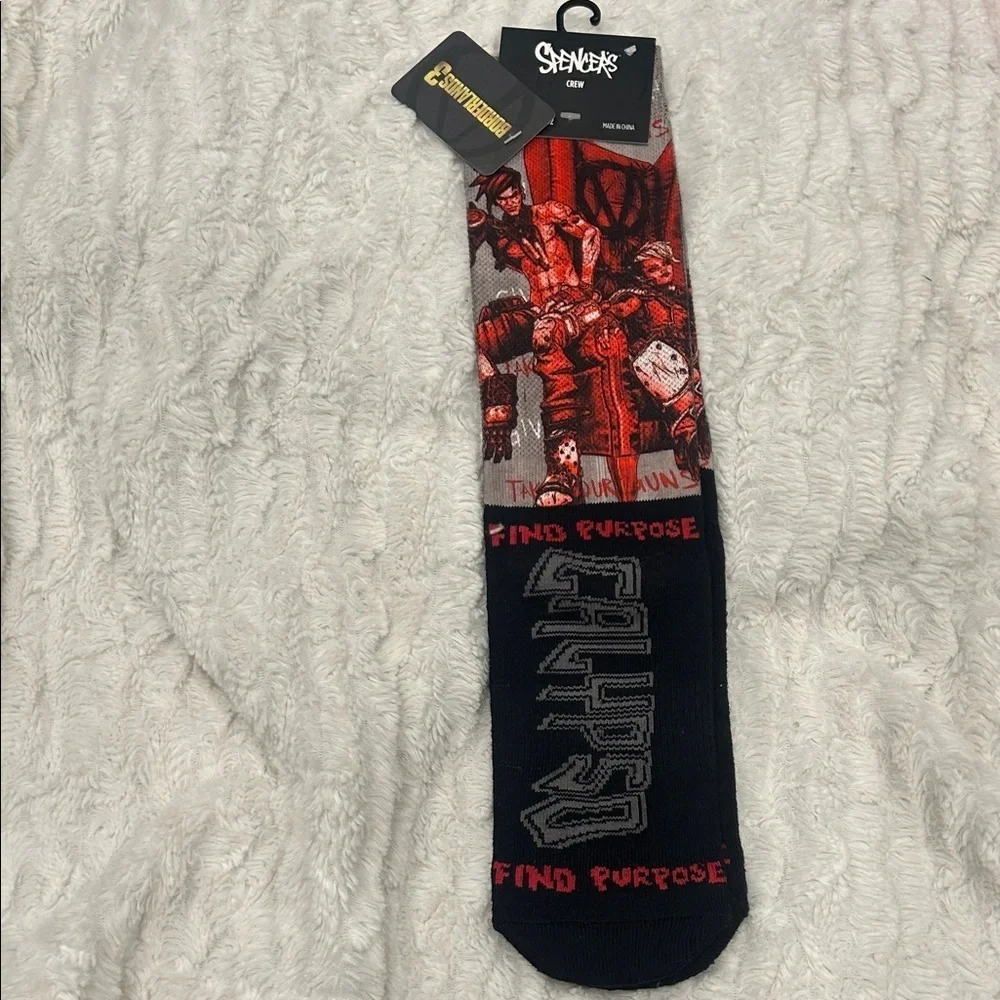 Spencer's pair of Borderlands Calypso Twins crew socks Graphic new